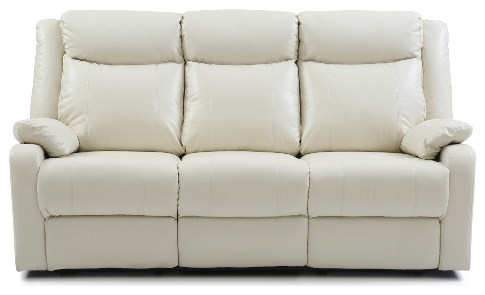Wendover Faux Leather Double Reclining Sofa, Pearl
