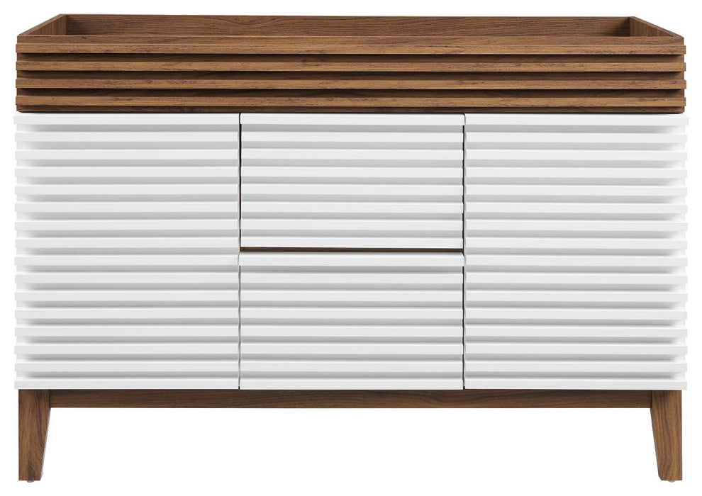 Render 48" Double Bathroom Vanity Cabinet, White Walnut