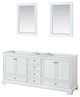 80" Double Bathroom Vanity, White, No Countertop, Gold Trim, 24" Mirrors