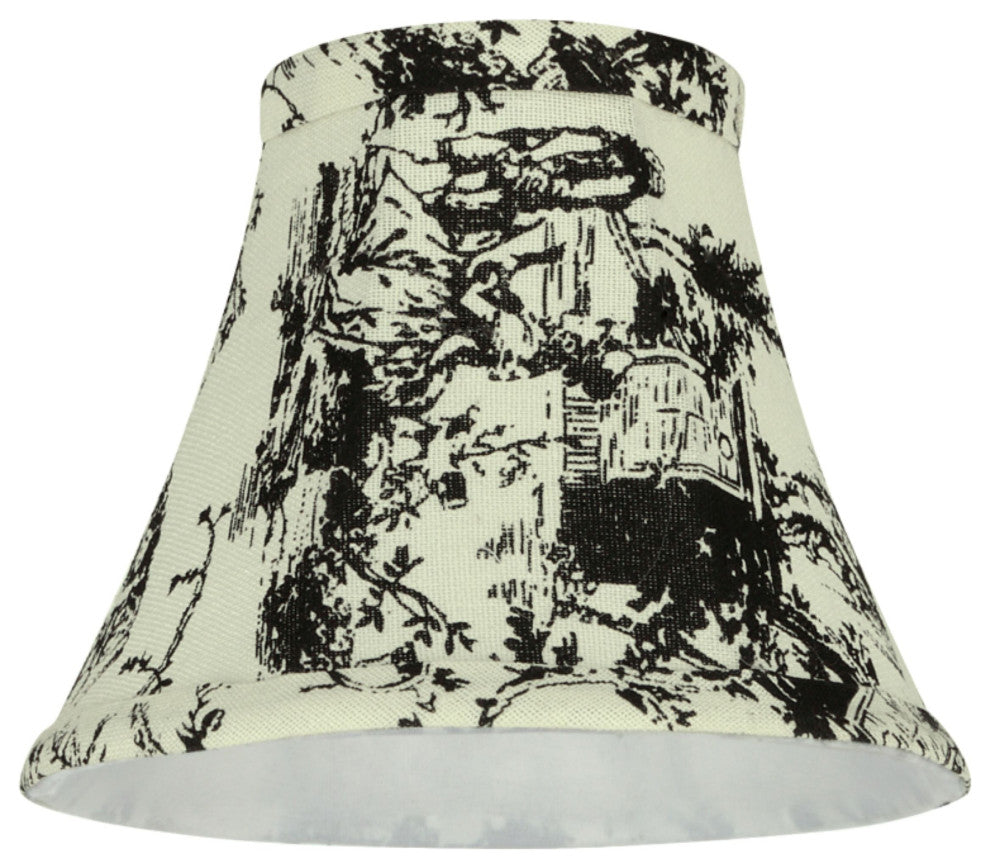 30067-5 Small Bell Chandelier Clip On Lamp Shade White&Printed Pattern 3"x6"x5"