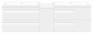 84" Wall-Mount White Vanity Set With Two Sinks, LV78-C15W-84W, Style 78
