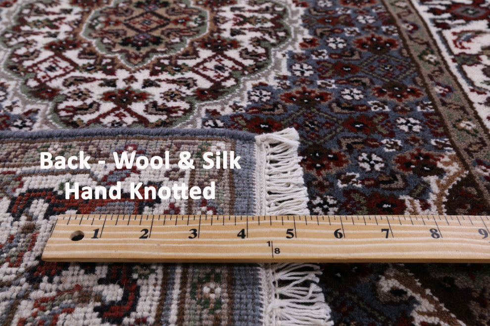 2' 6" X 12' 1" Wool and Silk Persian Tabriz Hand Knotted Runner Rug Q8949