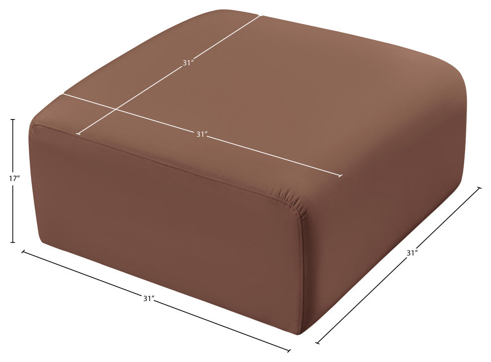 Arc Upholstered Modular Component, Cognac, 1-Piece: Ottoman, Vegan Leather