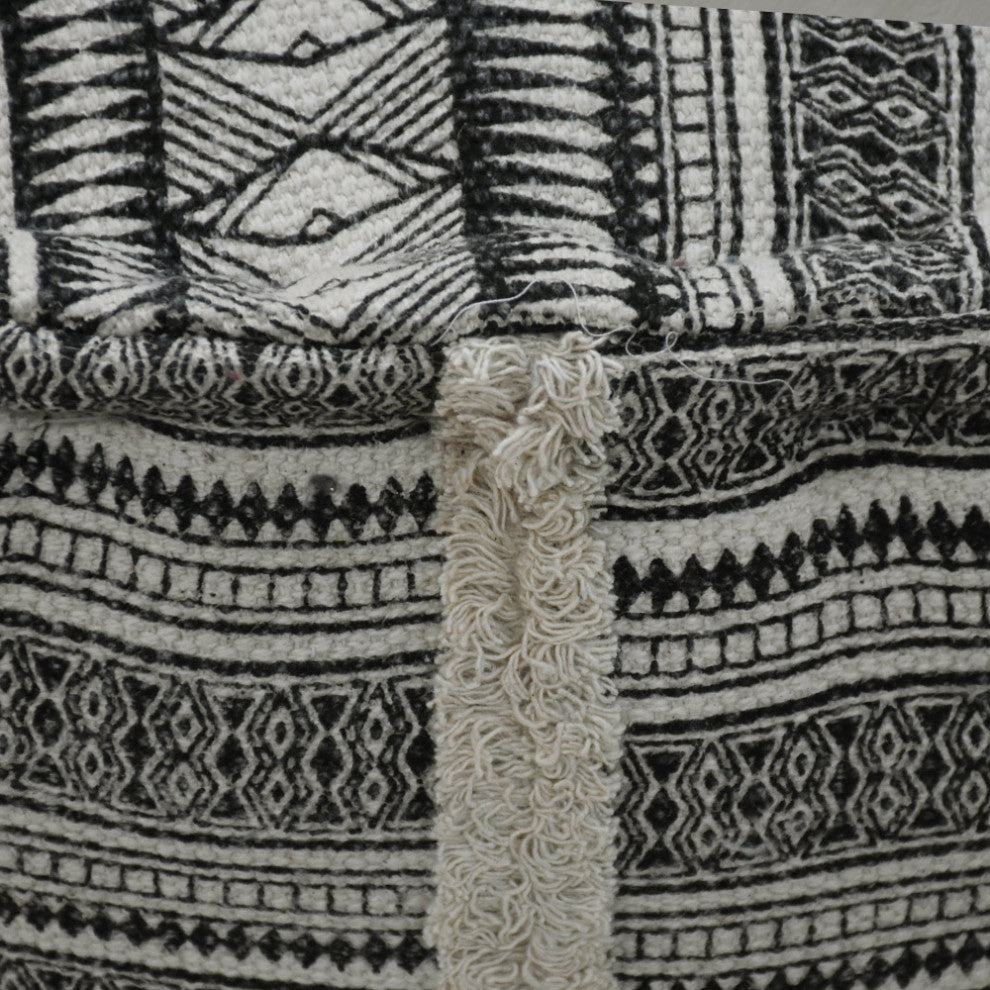 Contemporary Handmade Cotton Pouf, 14x14x14