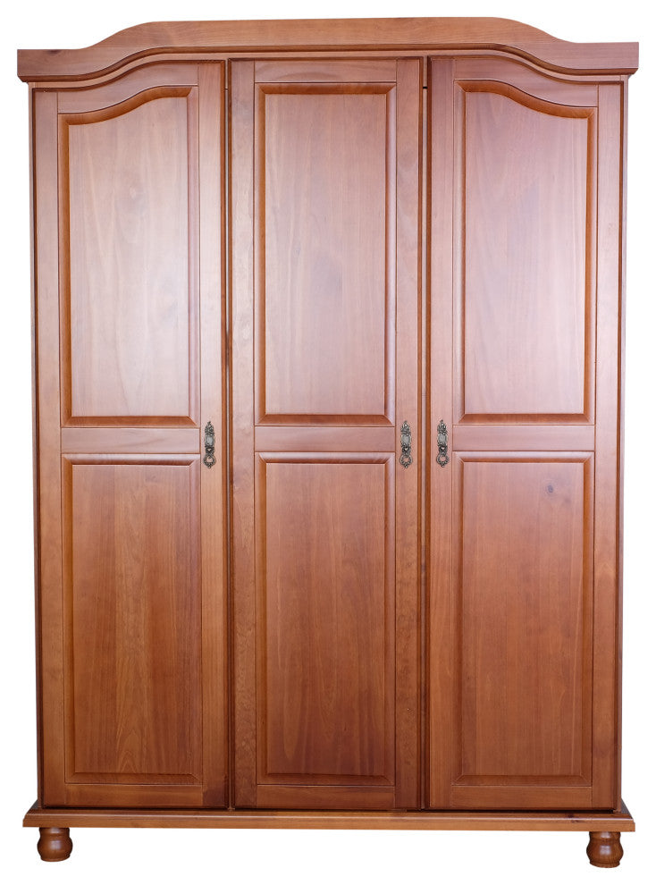 100% Solid Wood Kyle 3-Door Wardrobe, Mocha