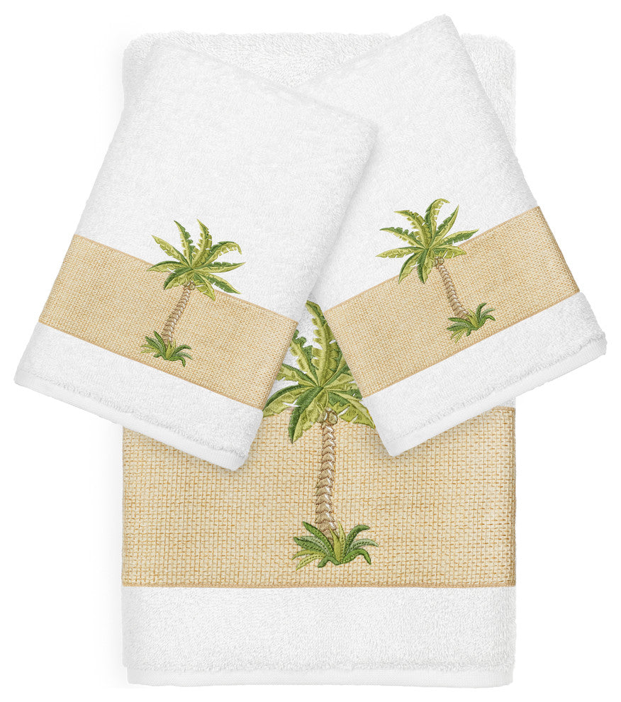 Colton 3-Piece Embellished Towel Set, White