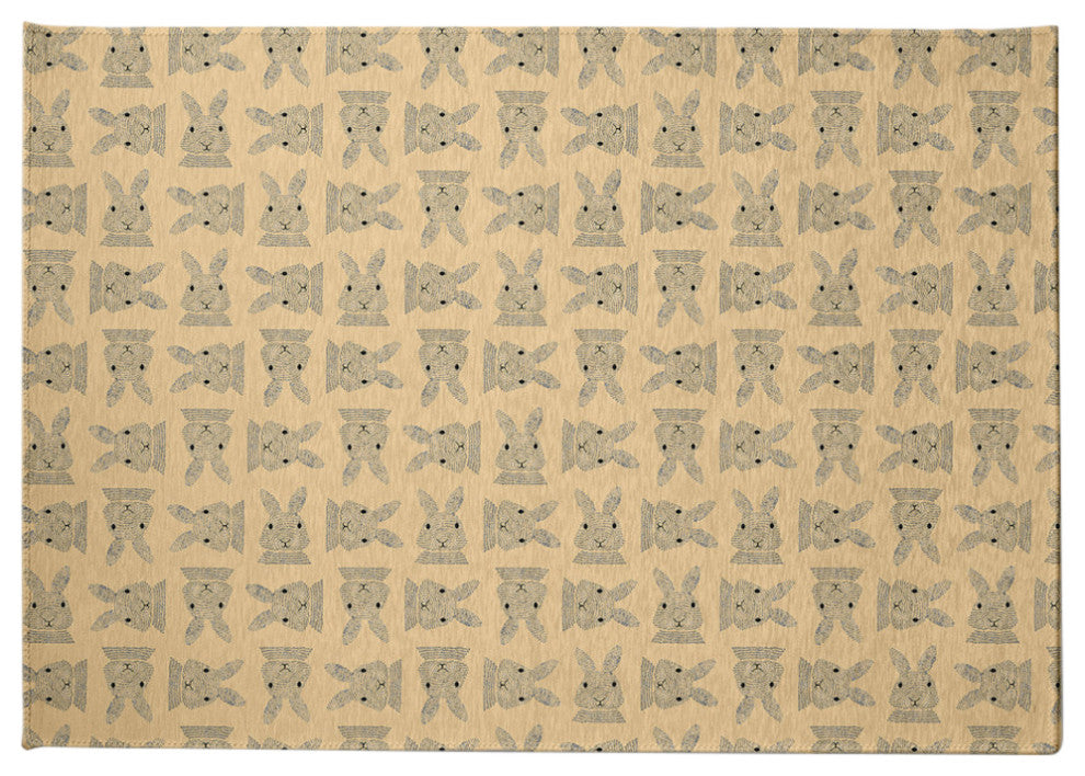 Criss Cross Bunnies Easter Chenille Rug, Corn Yellow, 8'x10'