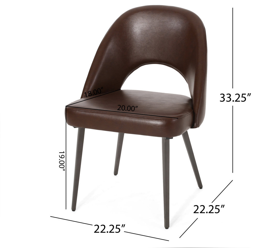 Odum Abbeville Contemporary Open Back Dining Chairs (Set of 2), Dark Brown + Gun Metal