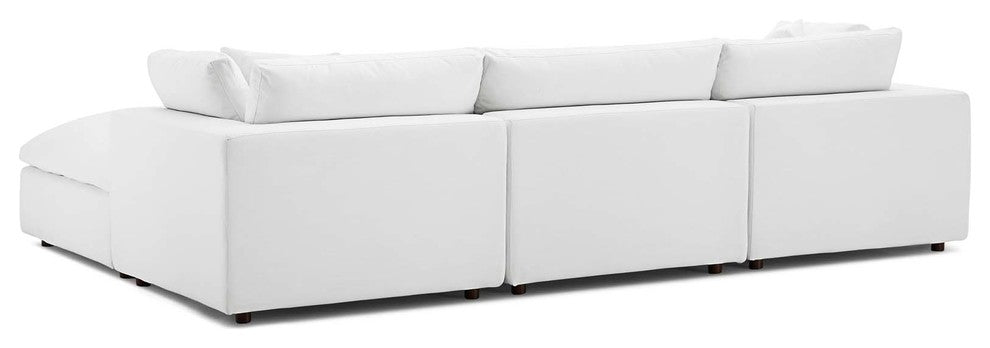Commix Down Filled Overstuffed 4 Piece Sectional Sofa Set, White