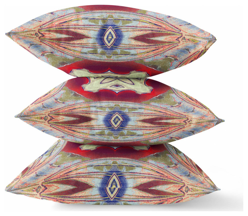 16" Magenta Red Geo Tribal Suede Throw Pillow