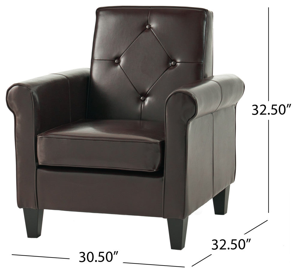 GDF Studio Barzini Leather Club Chair, Brown