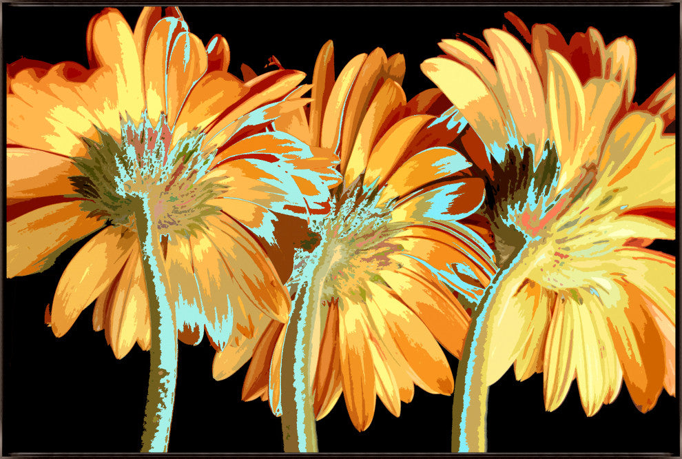 36x24 Miami Blooms, Framed Artwork, Espresso
