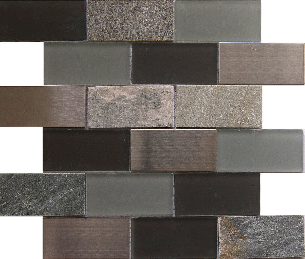 Glass, Stone and Metal Mosaic Tile, Granada, Big Brick, Sample