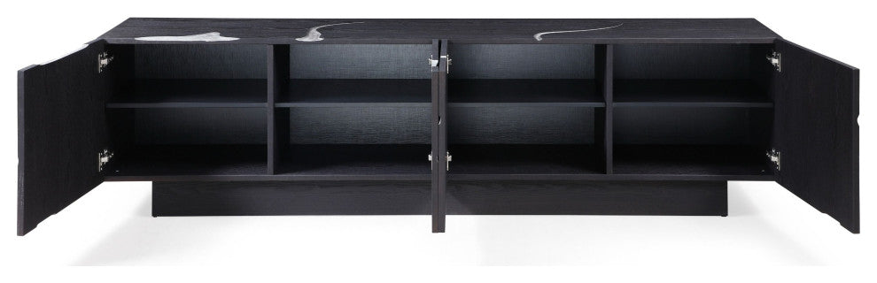 Modrest Aspen Modern Matte Brown Ash and Silver TV Stand