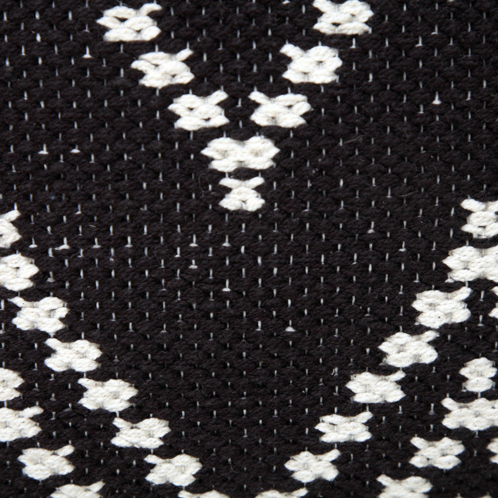 Ox Bay Handwoven Black/White Chevron Cotton Blend Pillow Cover, 20"x20"