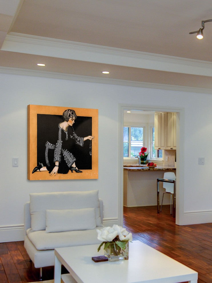 "Broken Pearl Necklace" Painting Print on Wrapped Canvas