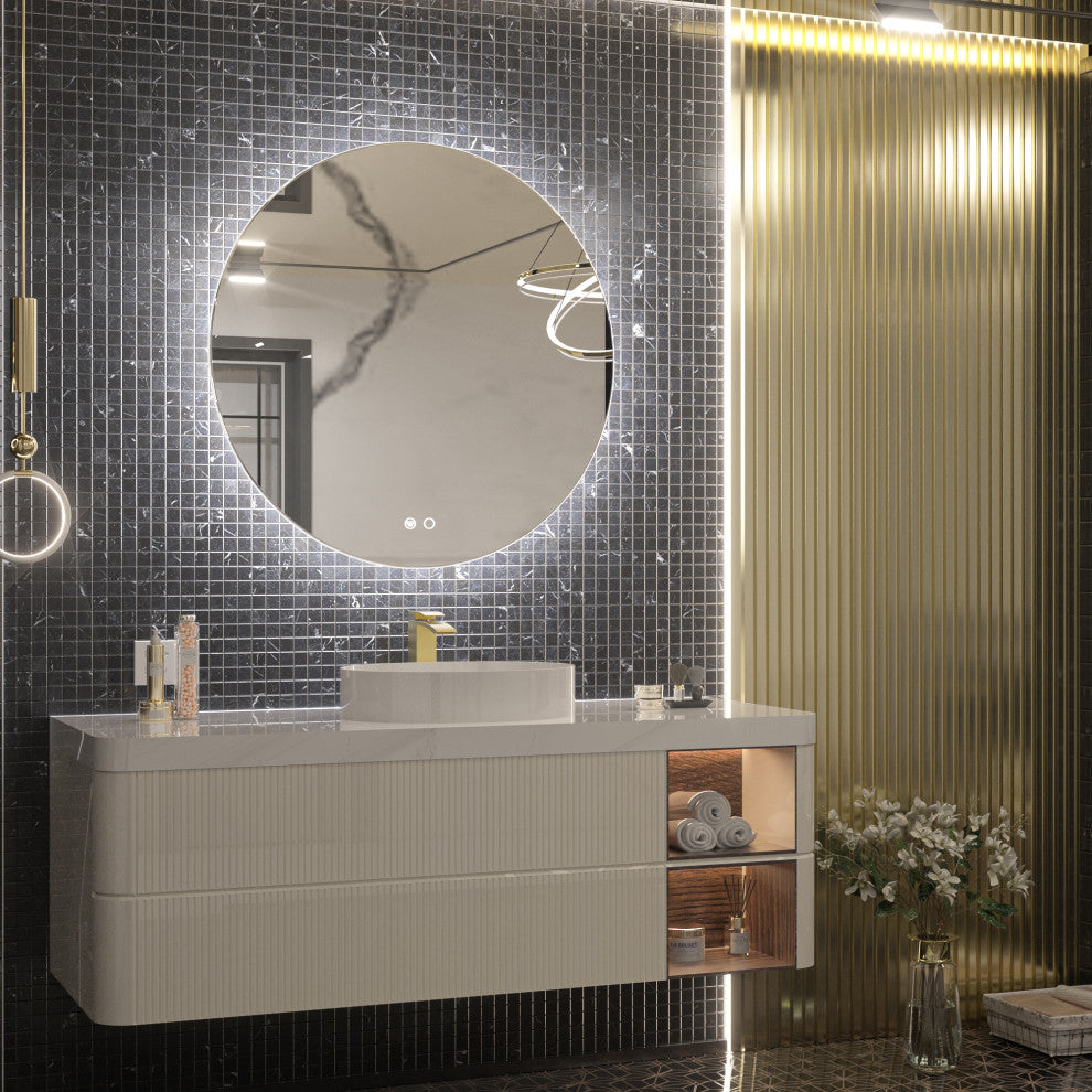 Round LED Vanity Mirror With Backlit, Anti-Fog & Dimmable LED, 24x24