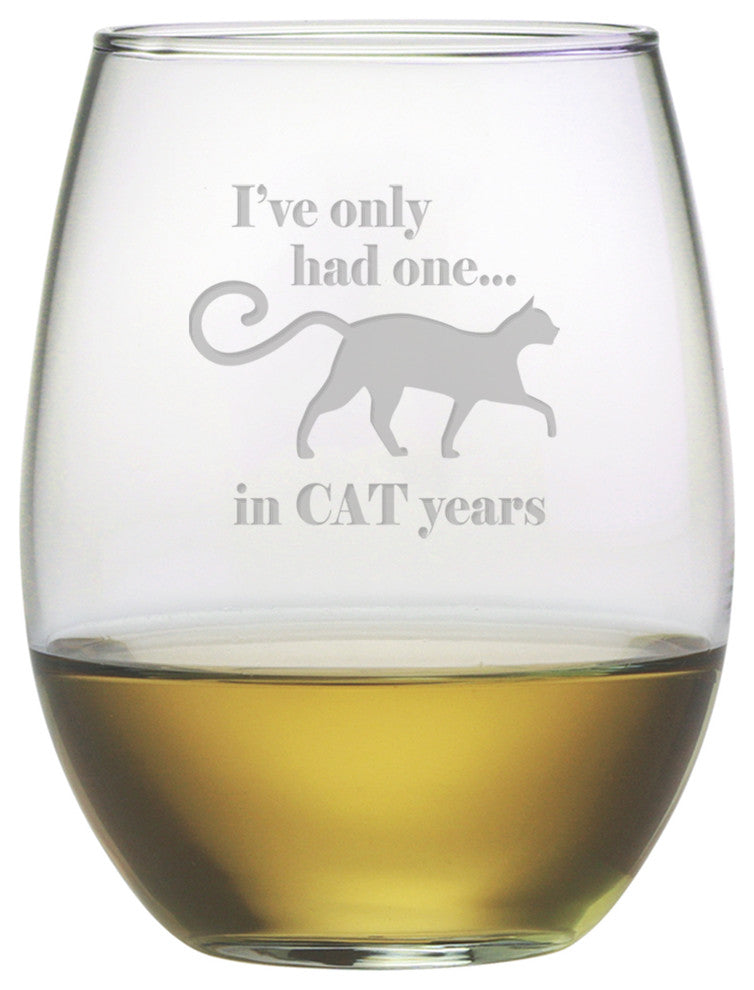 "...In Cat Years" Stemless Wine Glasses, Set of 4
