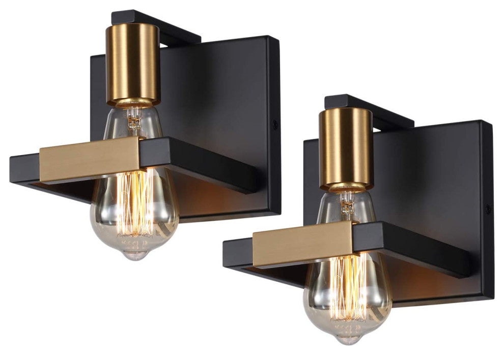 Industrial Indoor Wall Lights Black Wall Lamps For Bedrooms Set Of 2