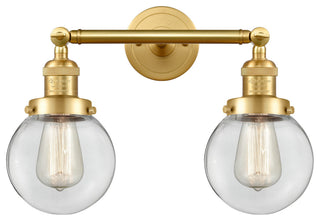 Beacon Bath Vanity Light, Satin Gold, Clear