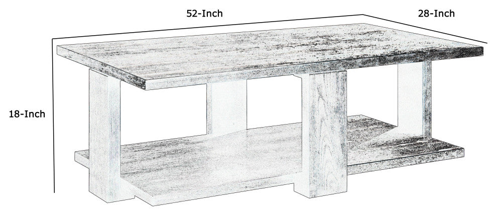 Benzara BM215038 Contemporary Coffee Table With Open Bottom Shelf, Brown