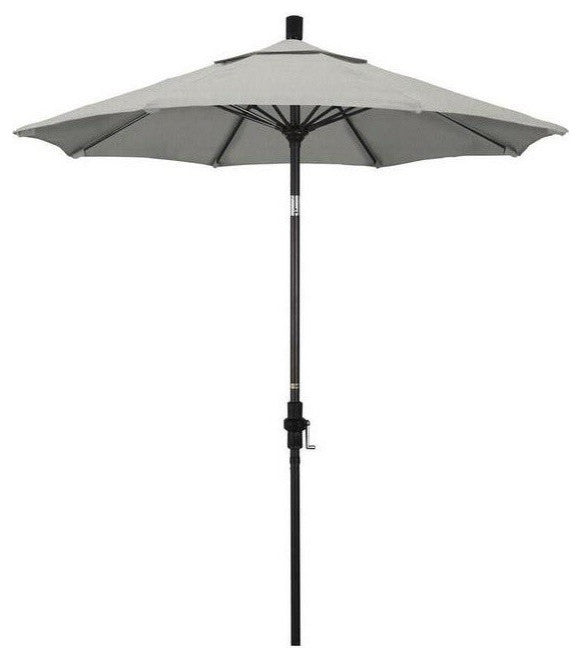 7.5' Bronze Collar Tilt Lift Fiberglass Rib Aluminum Umbrella, Sunbrella, Granite