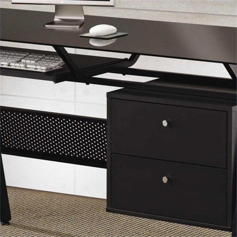 Coaster Weaving 2-Drawer Metal Computer Desk Black and Chrome