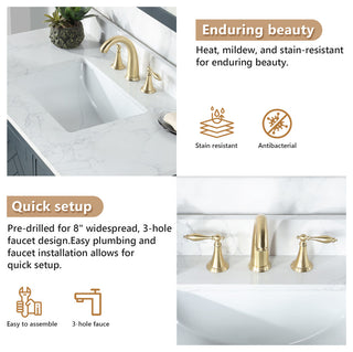 Engineered Stone Vanity Top in Grain White, 43", Single Sink