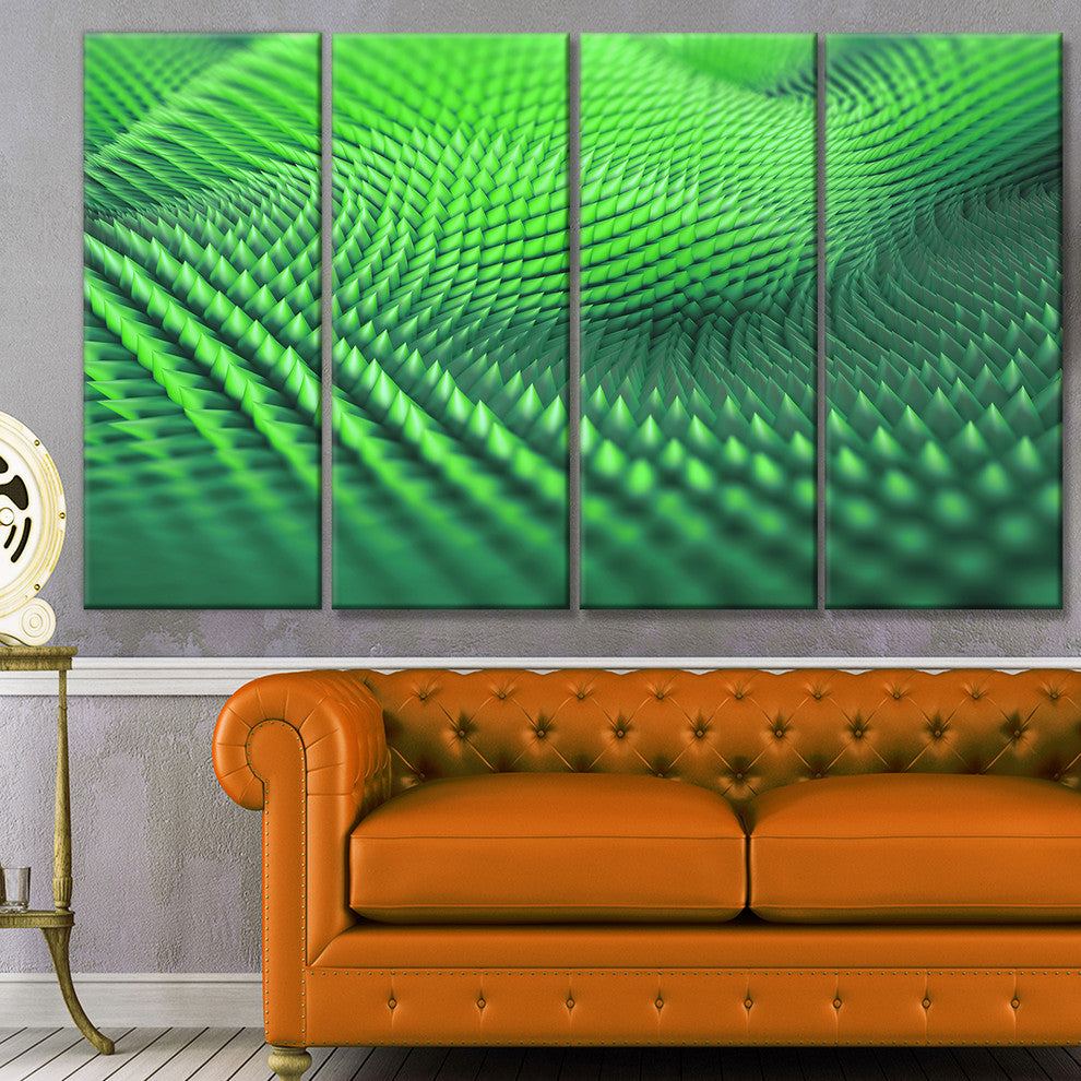 Green 3D Spiny Texture, Abstract Canvas Art Print, 48"x28", 4 Panels