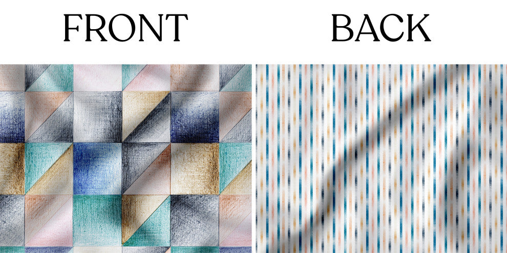 Delara GOTS Organic Cotton Geometric Reversible Print Duvet Cover Set, King(108"