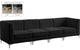 Alina Velvet Upholstered 4-Piece Modular Sofa, Black