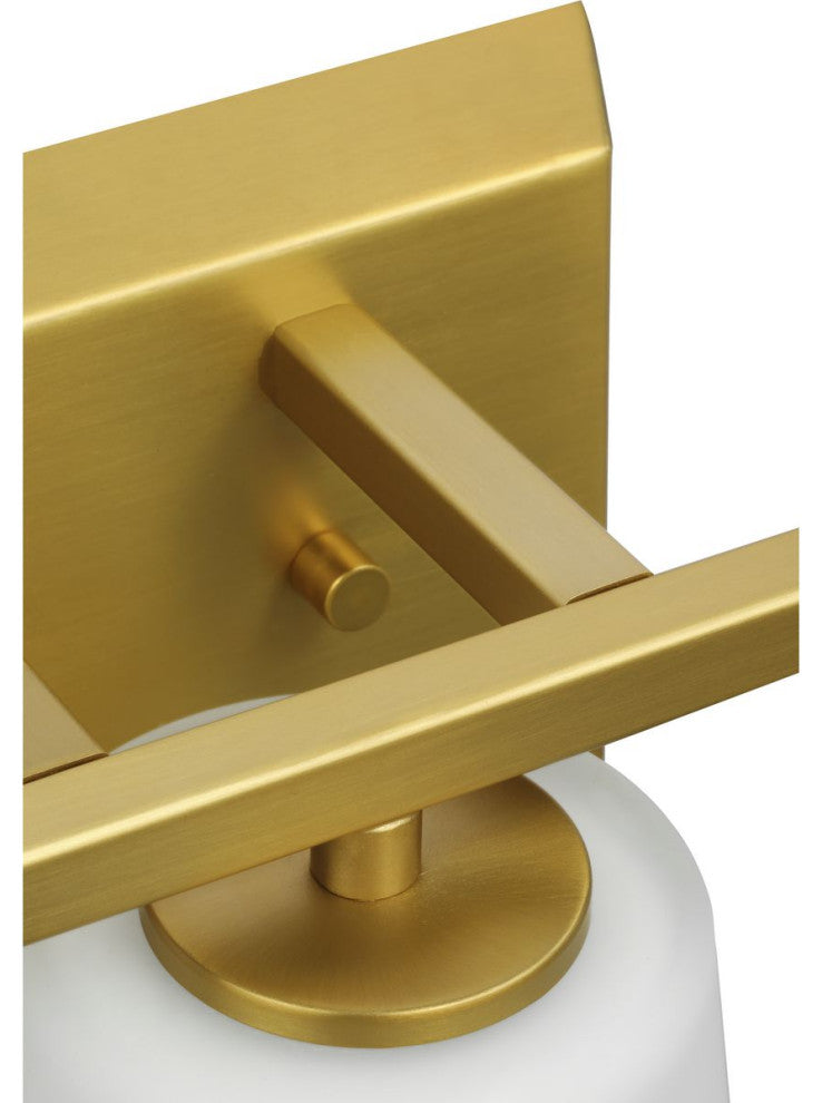 Vertex Collection Three-Light Brushed Gold Etched White Glass Bath Light