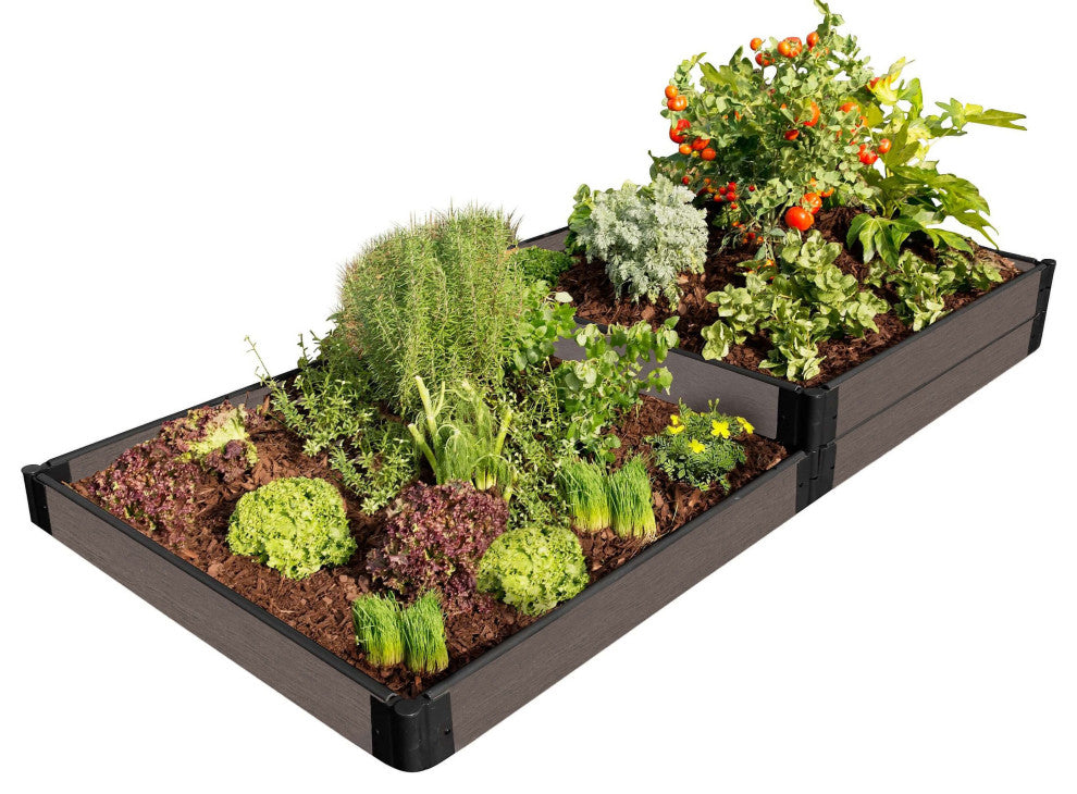 Weathered Wood Raised Garden Bed Terraced 4' x 8' x 11ï¿½ ï¿½ 1ï¿½ profile