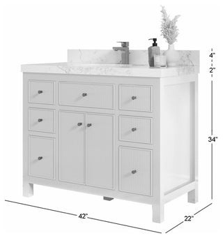 Sonoma 42" Single Sink Bath Vanity in Alabaster, 2"  Viola Brown