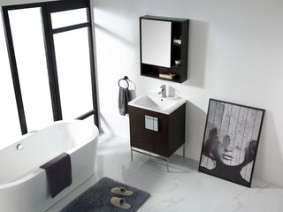 Bathroom Vanity Set, Black Oak Straight Grain, 24", Polished Chrome Hardware