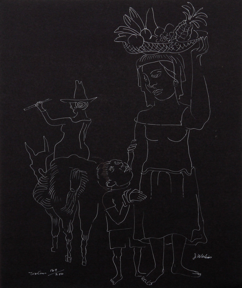 Joseph Wolins "Village Woman and Child" Lithograph