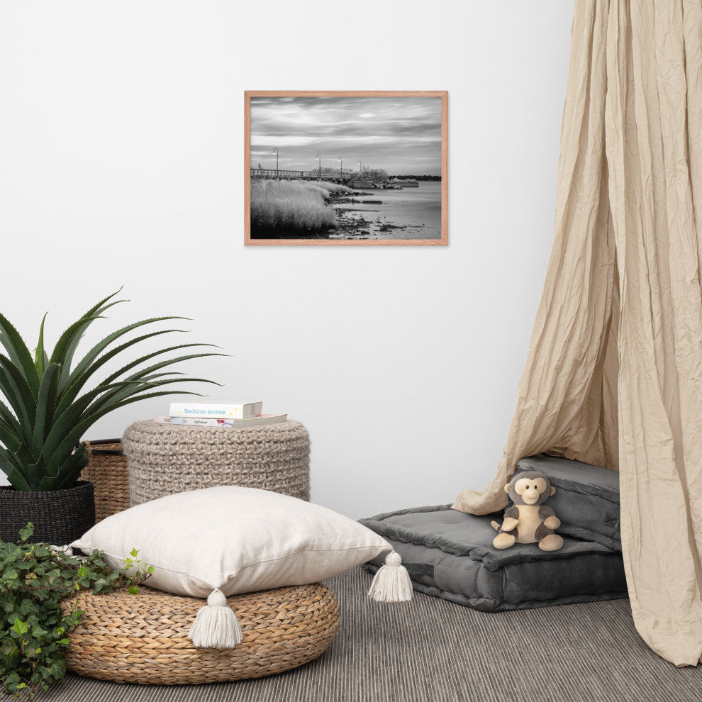 Historic New Castle 2 Coastal Landscape Framed Photo Paper Wall Art Prints, Red Oak, 18" X 24"