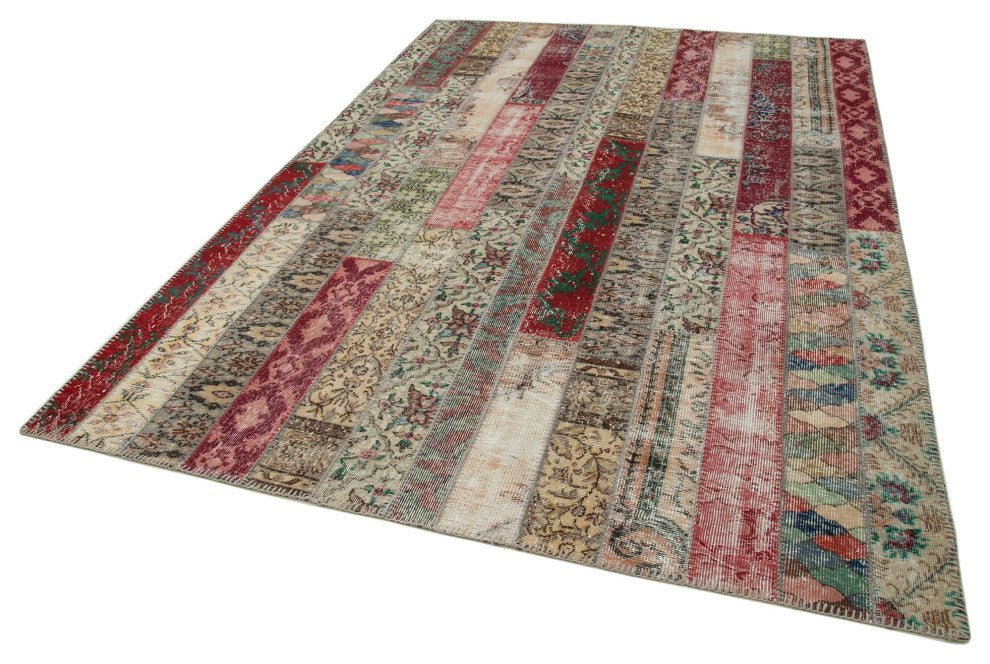 Rug N Carpet - Hand-Knotted Turkish 6' 8" x 10' 0" Vintage Patchwork Area Rug