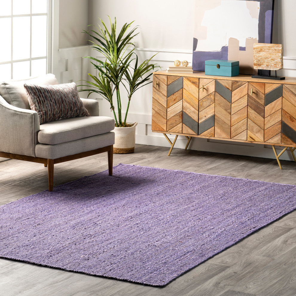 Nuloom Rigo Hand Woven Farmhouse Jute Rug, Purple 6' x 9'
