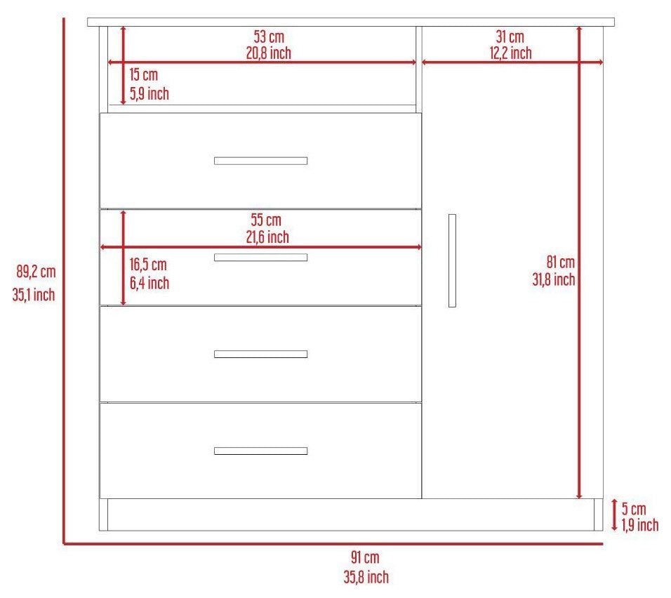 Rioja 4 Drawer Dresser, Light Gray