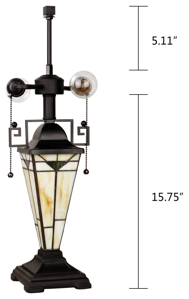 Theros Mission-Style 3-Light Double Lit Table Lamp 16" Shade