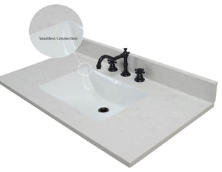 37" Single Sink Vanity, White With Engineered Stone Top