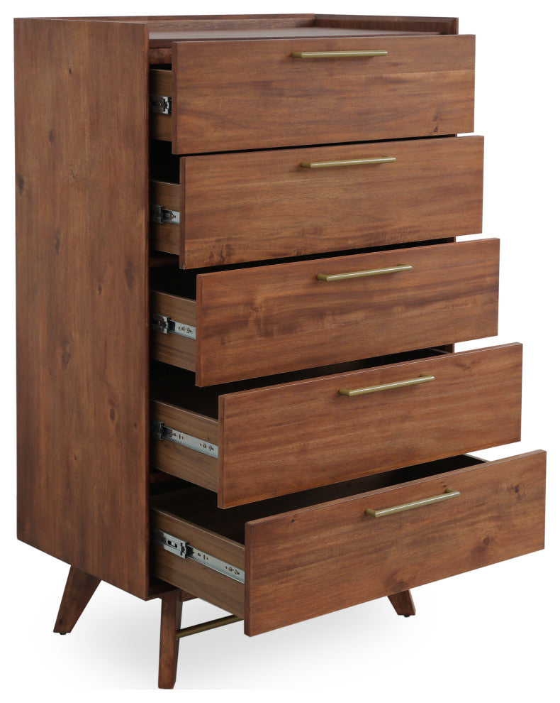 Mid-Century Modern High Chest, Walnut Stain