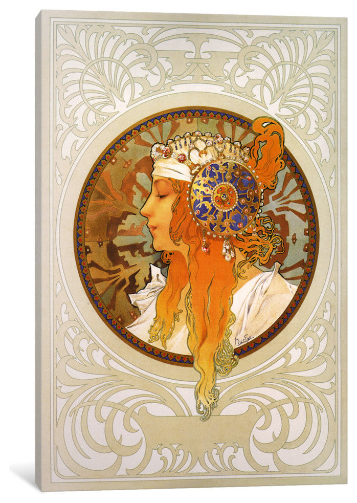 "Tetes Byzantines: Blonde (1897)" by Alphonse Mucha, Canvas Print, 18"x12"