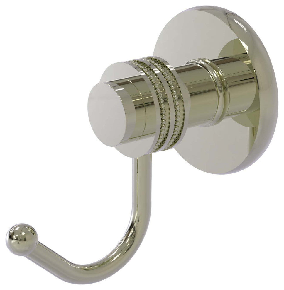 Mercury Robe Hook with Dotted Accents, Polished Nickel