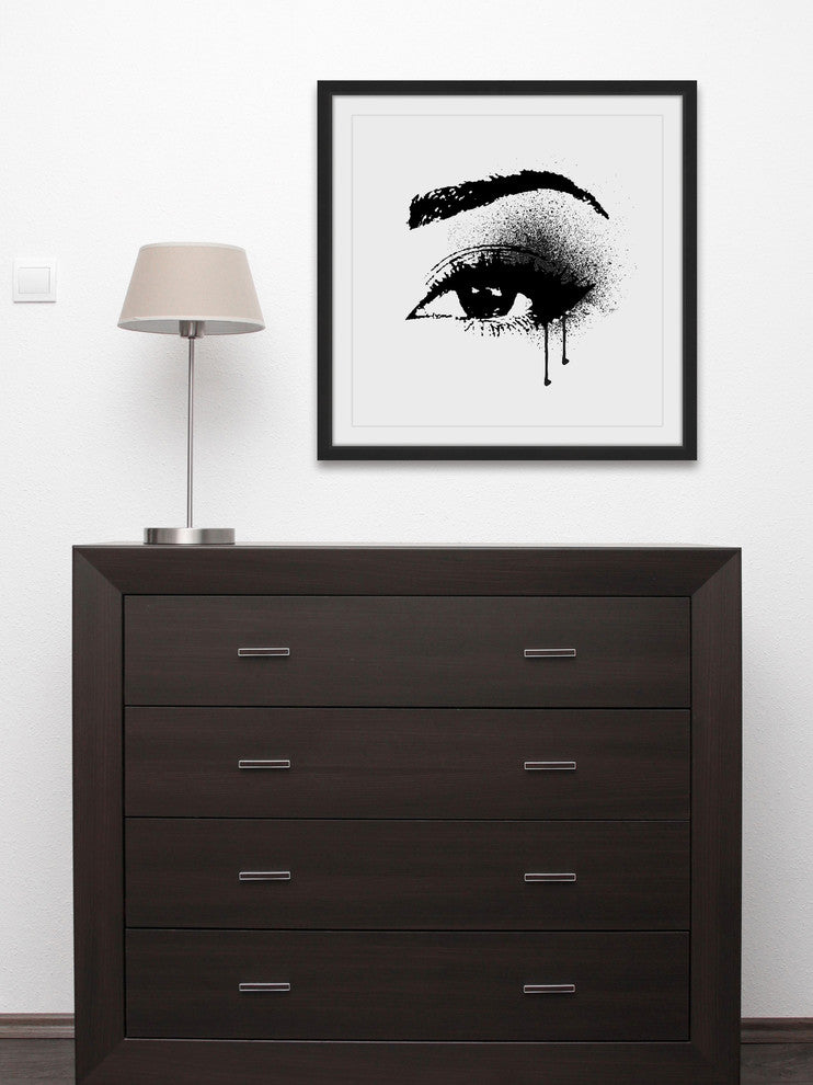 Marmont Hill, "Black Drip Eye" by Amanda Greenwood Framed Painting Print, 18x18