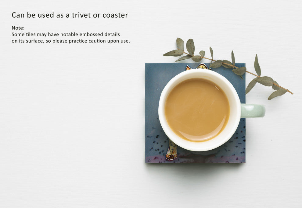 4x4" Hand Painted Cheetah Art Tile Ceramic Drink Holder Coaster