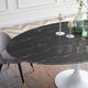 78" Dining Table, Oval, Black White, Artificial Marble, Metal, Modern