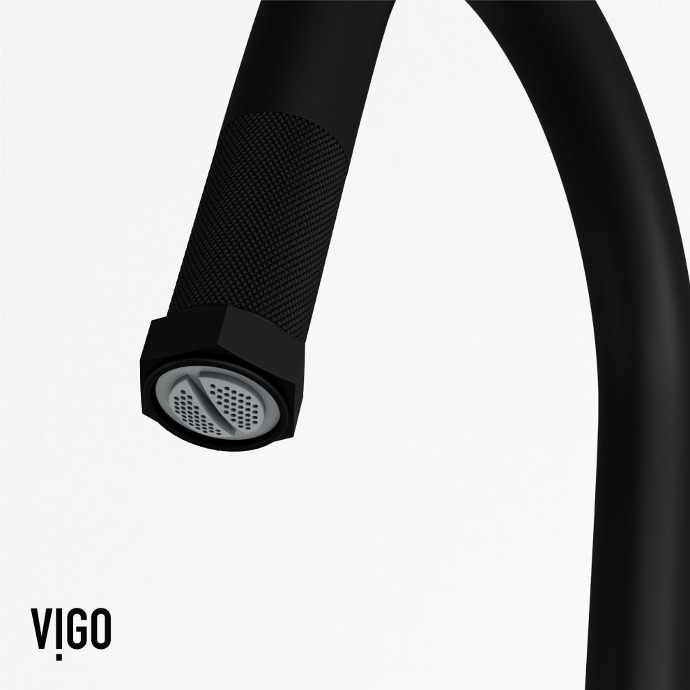 VIGO Hart Arched 18" H Single Handle Pull-Down Kitchen Faucet, Matte Black, Without Extras
