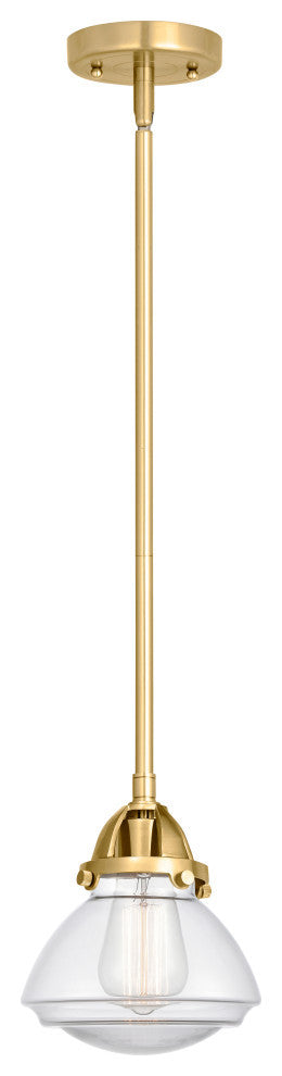 Olean Mini Pendant, Satin Gold, Clear, Clear